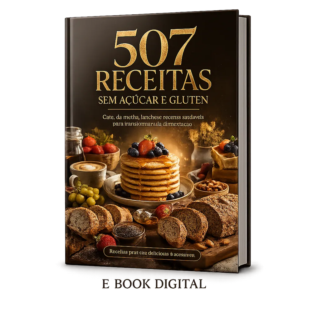 Mockup do e-book 507 Receitas sem Açúcar e sem Glúten